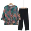 Roupas de Verão para Mulheres de Meia-Idade e Idosas, Camisa de Manga Três Quartos da Vovó, Blusa Falsa de Duas Peças para Mãe de 50 e 60 Anos, Roupas de 100kg para Idosos