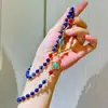 Collar de Cadena para Suéter con Diseño Retro de Lápiz Lázuli Natural de Alta Gama