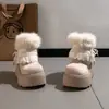 Botas de Neve Peludas com Solado Grosso para Aumentar a Altura para Mulheres, Novo Estilo Outono e Inverno 2026, Antiderrapantes, Sapatos de Algodão Espessados, Botas Curtas de Algodão Fofas