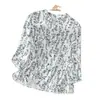 Camisa Floral Estilo Nacional para Mulheres Verão 2024 Novas Blusas para Mães Moda Pequena Camisa Estampada com Manga Três Quartos