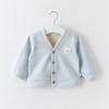 Roupa Externa para Bebê Outono e Inverno Cardigã Quente com Forro de Lã para Meninos, Roupa Espessa para Bebês, Tops para Crianças Pequenas, Roupas de Inverno para Meninas