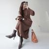 Vestido coreano de fondo ropa de mujer 2023 otoño e invierno nuevo sentido hermana real temperamento de abanico de alta frialdad con falda abrigo