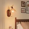 Lámpara de Pared Estilo Medieval Hotel B&B Pasillo Pasillo Dormitorio Mesita de Noche Madera Maciza Vidrio Estilo Americano Cafetería Estilo Francés Luminarias
