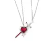 Fuente de Suministro Transfronteriza: Collar de Pareja Espada y Corazón, un Par de Colgantes en Forma de Corazón para el Día de San Valentín, Cadena para Clavícula con una Espada a través del Corazón