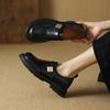 Versión de Piel de Oveja ~ Nuevos Mocasines Retro Británicos de Punta Redonda y Suela Gruesa para 2024 con Zapatos Slip-On de Piel de Cabra Recogida a Mano para Mujer
