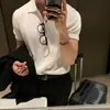 Camisa polo, gola V, gola de gaivota, malha de manga curta, masculina, design torcido, estilo old-money, seda gelada, respirável, atacado de uma fábrica transfronteiriça