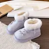 Botas de nieve para niños con forro polar y grosor extra, nuevo estilo invierno 2026, diseño lindo de lazo, botines cálidos, botas de algodón, cálidas