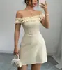 Comercio Exterior Transfronterizo Retro Americano Sexy Socialité Hombros Descubiertos Elegante Diseño de Hermana Real Bodycon Vestido Corto