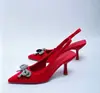 Zapatos de Tacón Alto Tallas Grandes Transfronterizos Primavera/Verano 2026 Nuevo Estilo Europeo y Americano Punta Fina Tira Trasera Moño Strass Sandalias de Tacón de Aguja