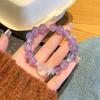 Estilo Fada Doce Fresco Natural Pó Cristal Lavanda Ametista Pulseira Nove Caudas Raposa Rosa Pulseira de Grãos Grandes