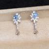 Acessórios DIY Joias de Pérola Prata S925 Brincos de Zircônia Azul Brincos Vazios Suporte 8-11mm Jg6025