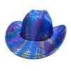 Chapéu de cowboy ocidental colorido, chapéu de uma palavra para festa de fim de ano, chapéu de jazz, chapéu de feltro para atacado direto da fábrica