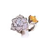 Flor de zircão dourado flor rosa online venda quente ao vivo Novo anel aberto de temperamento de alta qualidade com diamante completo para mulheres