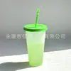 Taza Sensible a la Temperatura que Cambia de Color Directa de Fábrica, Cambia de Color con el Frío, Taza con Popote de Gran Capacidad, Taza de Plástico PP, Venta al por Mayor de Tazas de Agua, Se Puede Añadir Logo