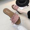 Sandalias de Flores para Mujer Verano Planas Bohemias de Vacaciones Calzado para la Playa
