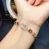 Venta al por mayor de fábrica Popular Pulsera de Turmalina Natural con Incrustaciones de Plata S925 Piedra Principal 4*6 Joyería de Lujo Venta Directa de Fábrica