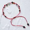 Pulsera de Pareja Estilo Chino Cristal Trenzado con Nudos Pulsera de Cuentas Accesorios Simple Ajustable Versátil Retro Hebilla de Seguridad