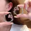 Brincos de argola KT cat de prata com diamantes, brincos retrô da moda, brincos grandes exagerados, acessórios fofos de desenho animado, argolas para mulheres