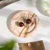 Plato de Fruta Redondo Geométrico de Mármol Vintage Estilo Francés Decoración de Escritorio de Lujo Ligero Nórdico Adorno de Almacenamiento Decoración Suave