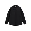 Yidao Roupas Vintage 2026 Outono Nova Camisa Casual Básica de Manga Longa com Gola Reversível para Homens e Mulheres, Caimento Solto, Caimento Fluido, Camisa de Cor Sólida