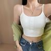 Novo nicho botão design nicho camisola feminina outono e inverno roupa interna base cor sólida all-match beleza voltar top