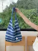 Bolsa Estrela do Mar Azul - Bolsa de Tricô Preguiçoso Estilo Coreano, Bolsa de Tricô Macia e de Grande Capacidade para Férias