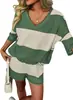 Conjunto Casual de Dos Piezas de Verano para Mujer Amazon Europeo y Americano Transfronterizo Conjunto de Camisa a Rayas y Shorts Corte Holgado