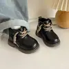 Botines Martin para Bebé 2026 Otoño/Invierno Nuevos Botines Cortos para Niños Botas de Piel para Niñas Suela Suave Botas de Algodón Forradas de Felpa para Niños Negro