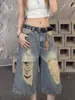 Pantalones Vaqueros Cortos Retro Americanos de Verano 2026 con Diseño Desgastado, Corte Holgado, Pantalones de Pierna Ancha Versátiles