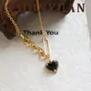 Retro Europeo y Americano Exquisito Moda Elegante Versátil Circonita Corazón Pin Cadena Collar Lujo Accesible Gama Alta Cadena para Clavícula