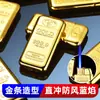 Encendedor Recto Dorado Rico y Moderno Forma de Barra de Oro Cuerpo Metálico Pequeño y Portátil Divertido Genial Encendedor de Cigarrillos Venta al por Mayor