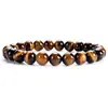 Pulseira de Pedra Olho de Tigre Amazonita Cordão Elástico Obsidiana Citrino Pedra Ágata Pulseira de Casal Masculina e Feminina Contas