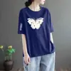 Estoque Excedente de Comércio Exterior Transfronteiriço Marca Grande Etiqueta Cortada Estilo Mãe Manga Curta Camiseta Feminina Verão Design Único Top