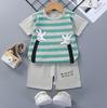 2025 Nova Camiseta de Manga Curta Infantil Verão Bebês Meninos e Meninas Conjunto de Shorts de Manga Curta para Bebê Venda por Atacado para Casa