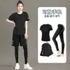 Ropa de Fitness para Mujer, Secado Rápido, Talla Grande, Ropa Deportiva de Ciclismo de Manga Corta de Seda Helada, Traje de Running, Ropa de Pantalones de Yoga para Correr en la Mañana de Verano