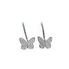Aretes de mariposa de circonita de diamante completo de alta calidad de acero de titanio para mujer, estilo japonés-coreano, chapados en oro, joyería de moda de lujo ligero, aretes de mariposa