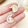 15 Caricatura Lindo Zanahoria y Conejo Blanco Festival de Mediados de Otoño Conejo de Jade Colgantes de Aleación Accesorios para Joyería DIY