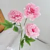 Flores artificiales de seda de alta calidad con 3 cabezas de peonías grandes para decoración de sala de estar en casa, mesa de comedor, arreglo de salón de bodas y accesorios de fotografía