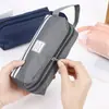 Estuche creativo de doble capa, gran capacidad, bolsa de papelería portátil para estudiantes de primaria, estuche simple de tela Oxford con doble cremallera al por mayor