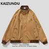 Chaqueta de trabajo retro estilo japonés para primavera y otoño, diseño de bordado de alta resistencia, para hombres y mujeres, con cuello de solapa y diseño de bloques de color