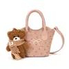 Bolsos Infantiles Otoño/Invierno Nuevo Estilo Puntos Estrella Felpa Cesta de Verduras Bolso de Mano Moderno Oso Pequeño Niña Hombro Único Cruzado