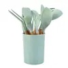 Conjunto de Utensílios de Cozinha de Silicone com Cabo de Madeira Atacado do Fabricante Conjunto de 12 Peças Espátula de Silicone Espátula Vazada Concha Colher de Cozinha Espátula Utensílios de Cozinha
