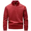 Sudadera Versátil Transfronteriza Mitad Otoño e Invierno con Cremallera Cuello Alto Más Terciopelo Europeo y Americano 2025 Tendencia Nueva Camisa de Manga Larga para Hombre