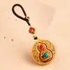 Nuevo Llavero de Carruaje de Caballo del Zodiaco 3D Incrustado con Diamantes Estilo Chino Metal Lindo Colgante de Bolsa Unisex Llavero