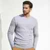 Suéter de Punto Jacquard con Cuello Redondo para Hombre Otoño e Invierno Textura Rayada Pulóver Corte Ajustado Capa Base Capa Base Múltiples Colores en Stock