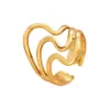 Anillo lineal de acero inoxidable de varias filas elegante francés anillo abierto de dedo de nicho joyería chapada en oro al vacío suministro transfronterizo