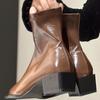 Bico Fino Casual Salto Baixo 2024 Novo Design Feminino Botas Slim Botas Curtas Botas Femininas Botas Curtas Botas Single Francesas