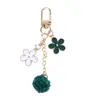 Ins estilo japonés flor de cerezo llavero colgante corazón de chica linda hueco cadena de teléfono funda para auriculares decoración de bolsa