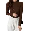 Suéter de cuello medio alto para mujer Camisa base interior Otoño e Invierno 2024 Estilo coreano Combinación perfecta Ajustado Manga larga Suéter Top para mujer