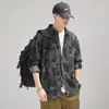 Camisa de Trabajo Retro de Peso Pesado Estilo Americano para Hombre, de Manga Larga, Nuevo Modelo Primavera y Otoño 2026, Marca de Moda, Camisa de Cuadros Tejidos de Color